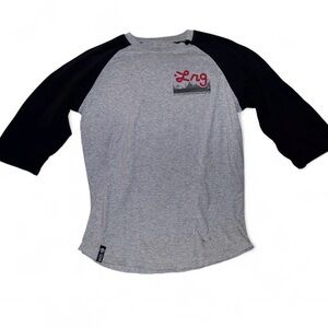 Mens LRG Grey and Black Baseball Tee Size L